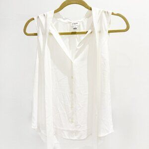 JCrew White Sleeveless Drapey Tie-neck Top Size XXS